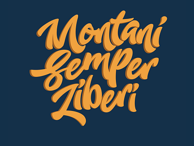Montani Semper Liberi 1863 blue and gold illustration lettering montani mural west virginia west virginia university wv wvu