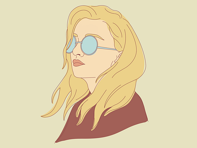 Blonde blonde glasses illustration line drawing women