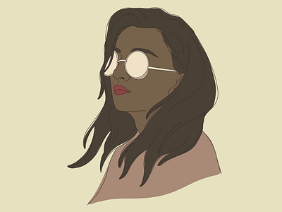 Brunette glasses illustration line drawing red lips women women in illustration women of color