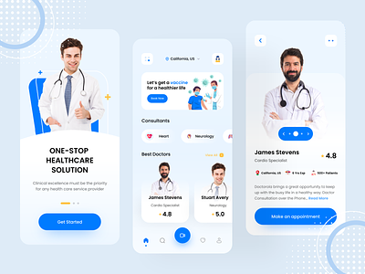 Medical App Concept clean clinic covid doctor doctor appointment health app health care hospital lifestyle medical medicine mobile app modern patient ui design vaccine