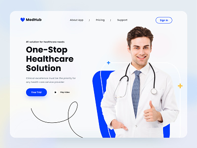 MedHub website doctor health care hero landing page medical mobile app patient product vaccine webdesign website