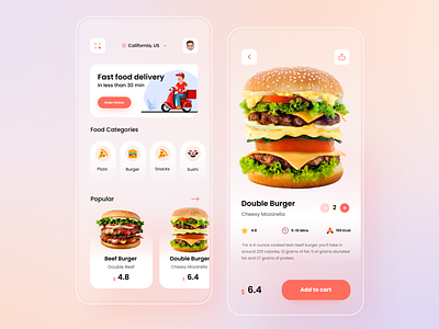 Food Delivery - Mobile App best design burger cafe fast food find food delivery mobile design order pizza popular restaurant ui ux web