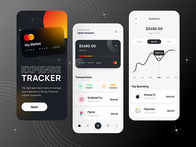 WalletX - Expense Tracker App app 2021 expense tracker minimal design mobile app save money send top designer track transaction transfer ui design wallet app