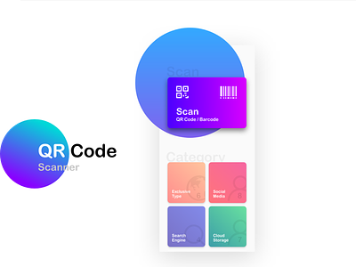 QR code scanner app barcode colorful iphonex mobile app modern design qrcode scan qr code scanner