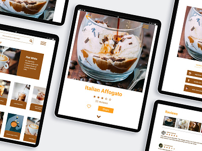 Coffee Recipe App Tablet Mockups app coffee cooking design ipad recipe tablet ui