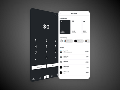 Send Request Money App app bank banking cash contrast dark design finance fintech flat mobile design monochrome send money ui