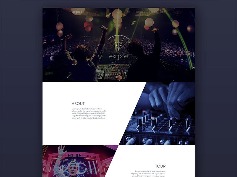 Exitpost Landing Page web landing website edm music logo ui interface landing page web design design