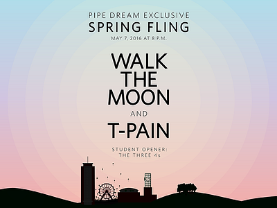 Spring Fling Artist Reveal binghamton coachella festival gradient music music festival rose quartz serenity skyline spring fling vector walk the moon