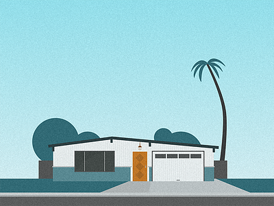 Silicon Valley architecture california house illustration material palm tree palo alto silicon valley suburb teal