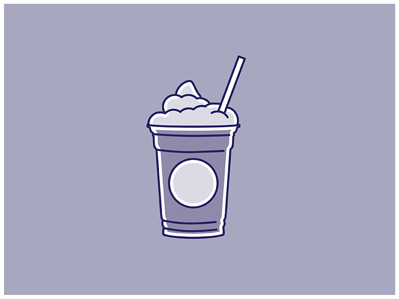 Frappuccino flat lines starbucks purple cup straw illustration coffee drink frappuccino