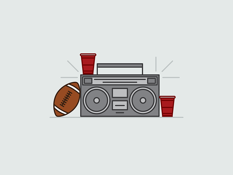 Tailgate Season red cup solo cup beer party college tailgate red solo cup cup solo football boombox illustration
