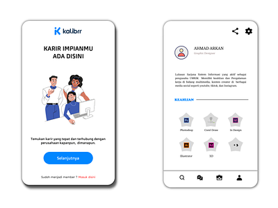 Mobile APP Mock up Kalibrr ( Website to Find Jobs ) branding design figma graphic design illustration logo motion graphics ui uiux uiuxdesign