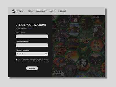 Daily UI (Day 1) Sign Up STEAM