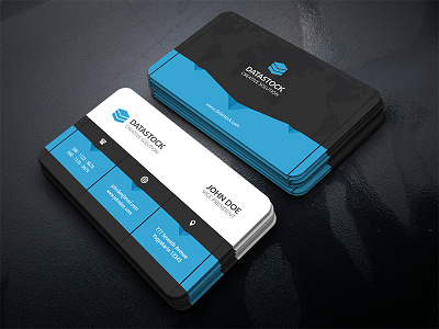 Professional Business Card black blue business card card creative dark map modern professional unique world