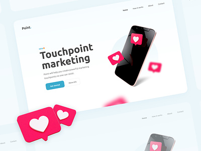 Point - Touchpoint marketing 3d blue concept design header header design hearts layout marketing mobile social social media tool ui user interface userinterface ux web
