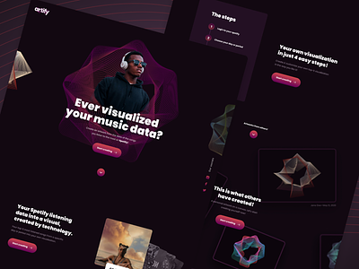 Artify - Landing page concept data design header landing page design landingpage layout lines music playful spotify steps tech tool tools