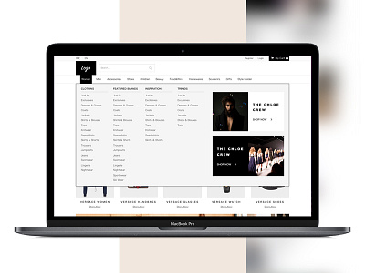 E-commerce Website Menu