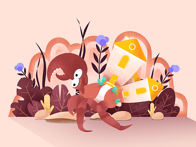 Hermit Crabs animal crab geometric hermit illustration shadow ui