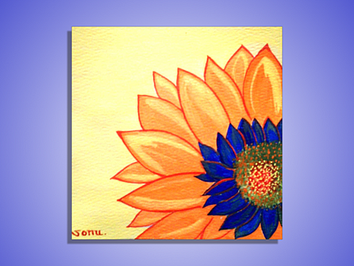 Original Painting - Flower Floral Using Acrylic Colors acrylic colors art artist best famous india painting sonal d sonu sun flower wall art yellow