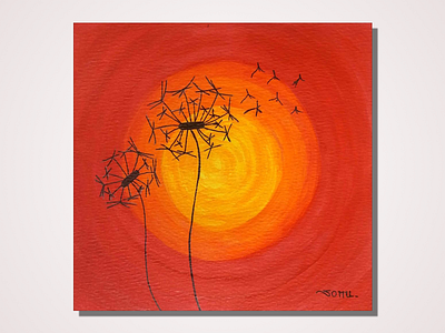 Dandelion Flower - Handmade & Original Painting acrylic colors art artist best dandelion famous flower handmade india painting sonu