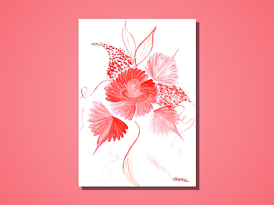 Painting of Flower Using Single Color acrylic colors artist best famous flower handmade india natural painting red sonu