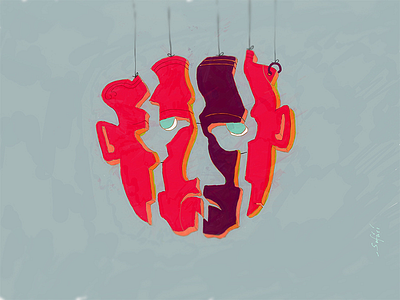 Fragments face illustration mood photoshop pieces portrait surreal tablet