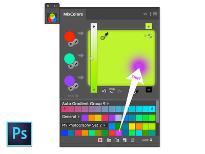 MixColors 3 for Photoshop, UI design app design interface interface design mix colors mixcolors panel photoshop screenshot software software design tool uidesign ux designer ux ui