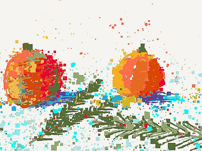Happy New Year abstract card celebrate christmas design drawing illustration newyear oranges painting pixel art pixelart
