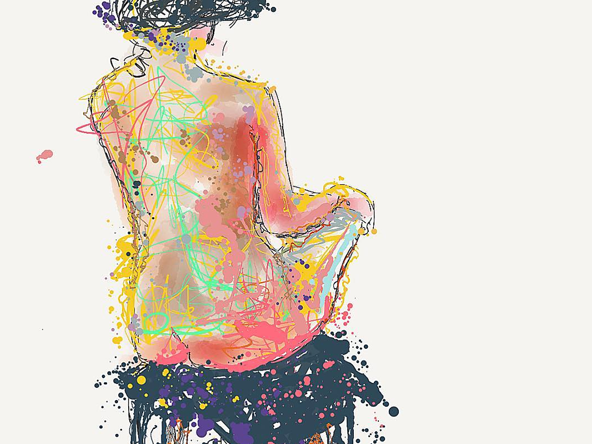 A girl, sitting III 40min art design doodleart drawing girl girl illustration illustration live nude nudeart painting sketch