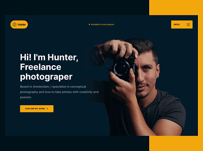 Hunter - Freelance Photography art artist branding creative design graphic design modern personal portfolio responsive resume simple template ui wordpress
