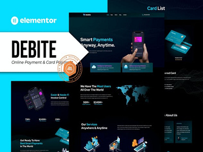 Debite - Online Payment Website branding graphic design modern responsive simple ui wordpress