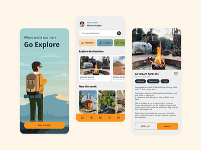 Travel App airbnb app booking colorfull design flat flat design illustration minimal product design travel