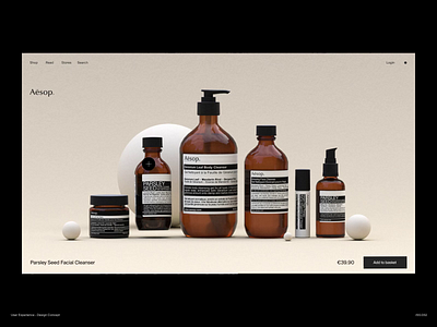 User Experience - Design Concept 3d aesop animation concept e commerce ecommerce interaction interactive interface minimalistic motion ui ux web design webgl