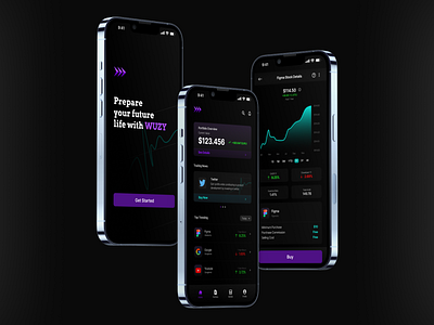 Wuzy | Stock Trading App app branding design design challenge graphic design mobile app mobile design mobile trading app stock investment stock trading app trading app ui ui design ui design challenge uiux user experience user interface ux design