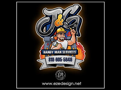 J&G Handy Man Services Logo Design brand branding design detailed mascot graphic design illustration logo vector