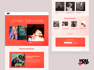 Mom + Pop Music Home Page graphic design ui ux design web design
