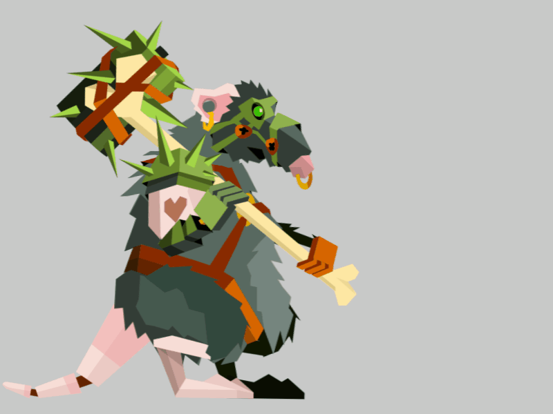 Fat Rat Warrior animation character concept design game gif illustraiton indie warrior