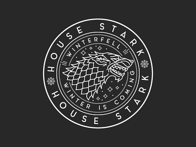 House Stark Badge badge game of thrones logo monoline stark winter winterfell wolf