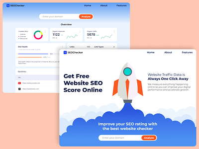 SEO Checker UI dashboard design figma illustration illustrator prototype seo seo analyser seo checker seo dashboard ui uiux ux vector