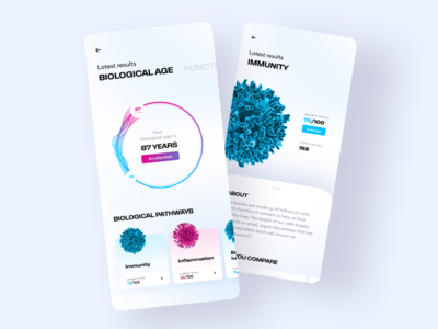 AgeRate • Health App agerate blue dna fitness genetics gradient health hospital ios app light medical mobile app tracking ui ui design ux design