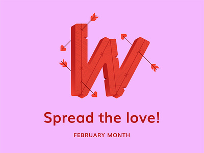 Wodify February Month arrow branding design drawing february heart icon illustration logo love lovely red typography valentines valentinesday vector