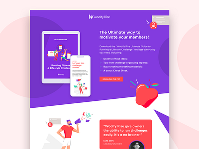 Running a Fitness & Lifestyle Challenge - Landing page challenge design drawing fitness illustration landing page landingpagedesign lifestyle nutrition pdf purple red ui vector website