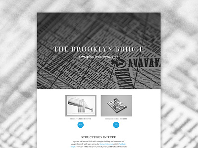 Brooklyn Bridge microsite bw didot gotham interface letterpress type ui ux