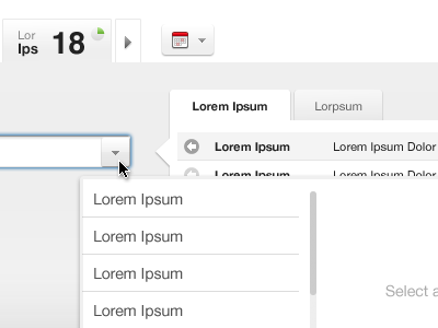 UI elements grey helvetica input tabs