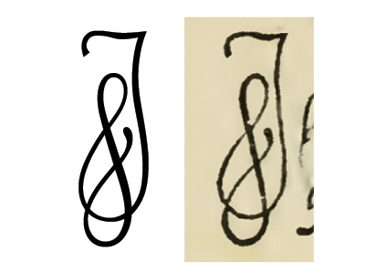 Giovambattista Palatino 'J', vectorized a team giovambattista palatino glyph