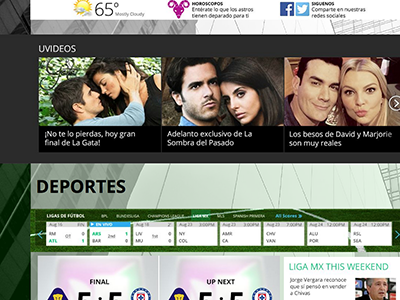 Univision Homepage Categories axure homepage univision