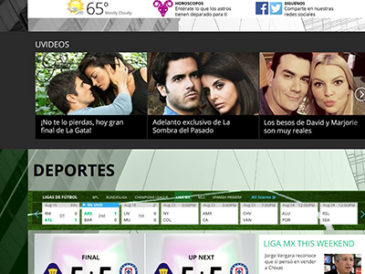 Univision Homepage Categories