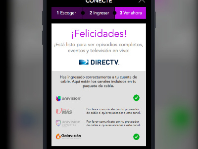 UX exploration of TVE/MVPD for Univision made with invision mobile mvpd tve univision
