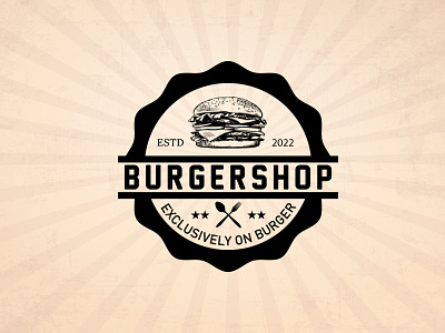 Burgershop Vintage Logo design dribble graphic design graphic designer illustration logo logo design srsaiem03 vintage vintage logo vintage logo design vintage logo designer