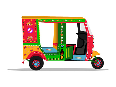 Pakistani Truck Art Rickshaw art work colorful flowers illustration pakistan pakistani pakistani art pakistani rickshaw rickshaw traditional truck art vector design
